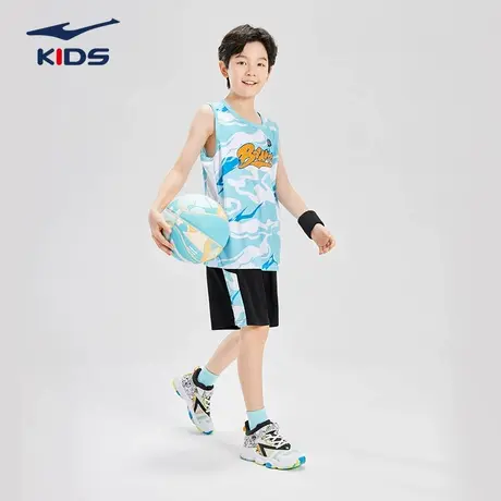 商场同款鸿星尔克童装男童运动两件套装2025夏季儿童衣服裤子透气图片