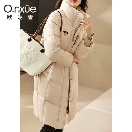 欧昵雪2023冬季新品时尚中长款加厚羽绒服女高领宽松鸭绒保暖外套图片