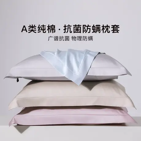 宝缦A类防螨虫抗菌枕套一对装成人儿童纯棉全棉枕芯枕头套48*74cm商品大图