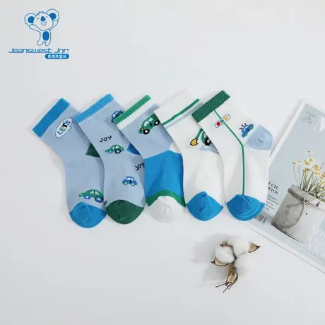 PU【5对装】真维斯童装短筒袜夏季款 男童透气时尚提花短袜商品大图