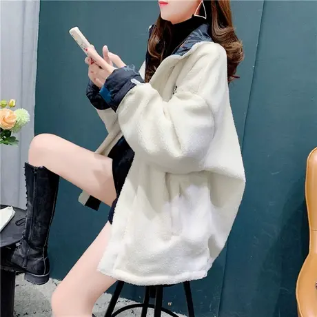 两面穿羊羔毛棉衣外套女冬季加厚2021年新款慵懒风棉服宽松上衣潮商品大图