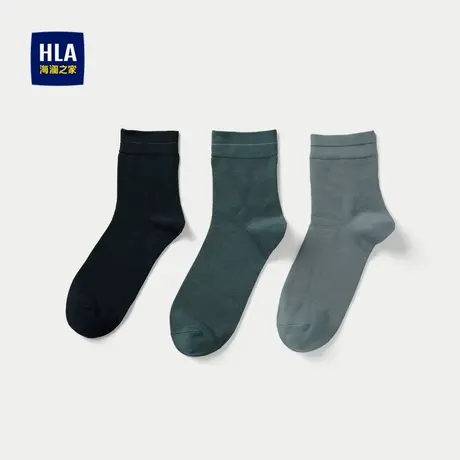 HLA/海澜之家含莱赛尔袜子纯色透气舒爽简约时尚中筒袜男图片