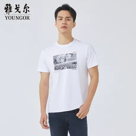 雅戈尔奥莱 商场同款男士短袖T恤新款官方正品商务休闲圆领T恤男商品大图