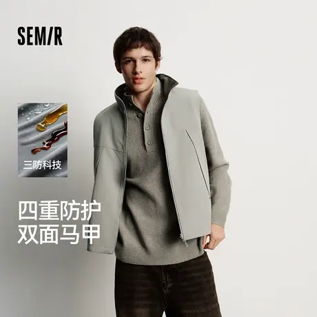 森马马甲男摇粒绒两面穿外套防风三防工装抗静电2025冬新款上衣潮图片