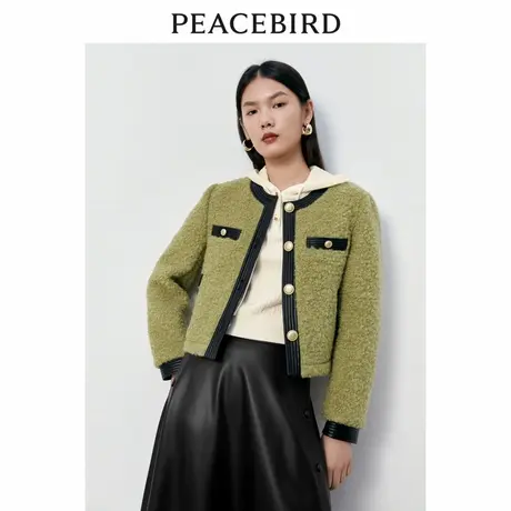 【商场同款】太平鸟女装2023冬季新款小香风PU边短外套A1BBD4353图片