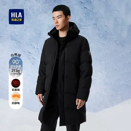 HLA/海澜之家石墨烯保暖羽绒服鸭绒连帽加厚印花外套男商品大图