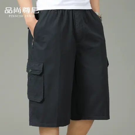 男士休闲短裤外穿夏季爸爸裤子纯棉宽松大码五分裤中老年人爷爷装商品大图