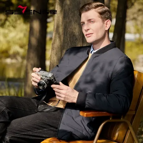 柒牌男士清仓羽绒服中青年冬季运动休闲百搭白鸭绒短款翻领羽绒衣商品大图