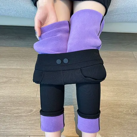 黑色加绒打底裤女外穿秋冬季2023新款紧身显瘦高腰弹力小脚铅笔裤图片