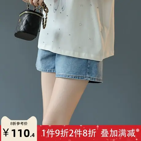 宝诗黎新款阔腿牛仔短裤女高腰显瘦气质休闲裤2023夏季百搭裤子潮商品大图