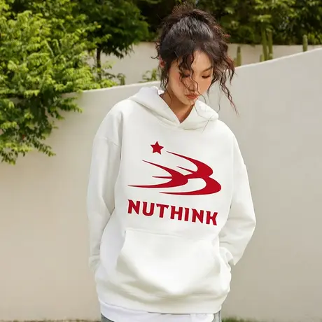 Nuthink高街潮牌字母卫衣美式连帽男重磅中性风大码宽松冬季外套商品大图