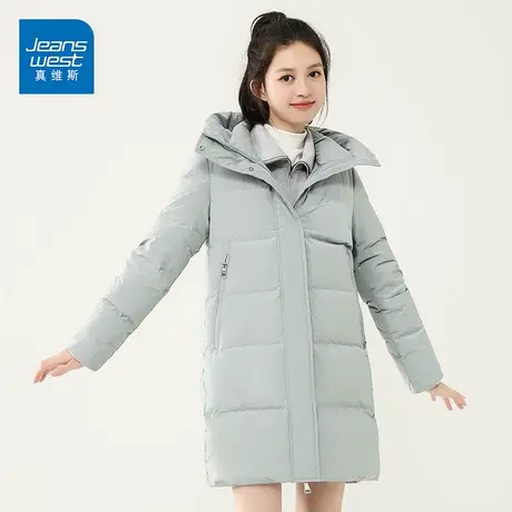 真维斯中长款羽绒服女2022新款爆款反季特卖连帽洋气保暖大牌外套图片