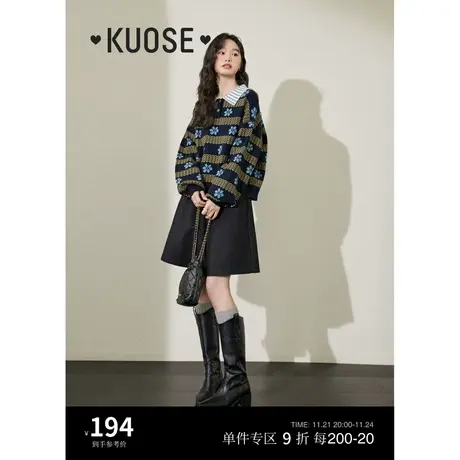 阔色黑色阔腿裤短裤休闲裤女2024春秋新款毛呢a字中裤子裙裤图片