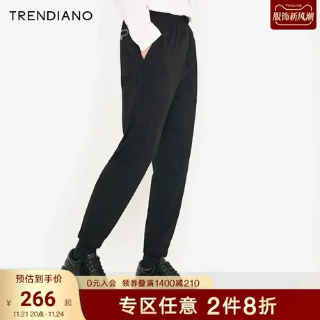 TRENDIANO潮牌官方新款夏季男装卫裤抽绳拼接休闲裤男3NE2061870商品大图