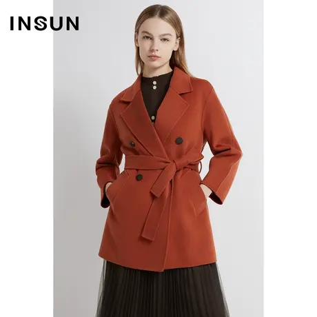 INSUN恩裳线上专选冬季复古美拉德纯羊毛毛呢大衣商品大图