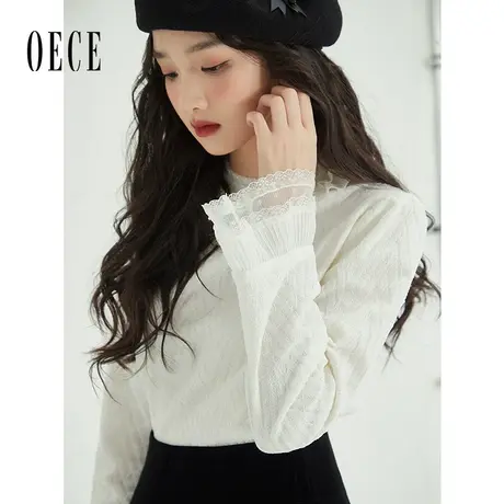 Oece设计感高领打底衫女秋冬季新款女装气质甜美内搭上衣修身商品大图