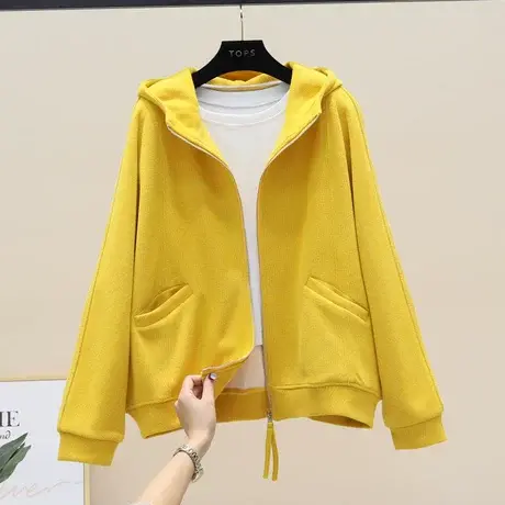 短款小外套女2023新款纯色小个子ins潮休闲棒球服蝙蝠袖卫衣外套商品大图