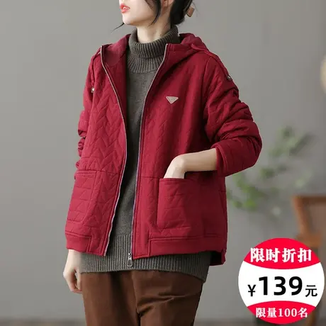 dza 文艺复古连帽保暖棉衣棉服女2022年新款冬季百搭棉袄外套短款图片