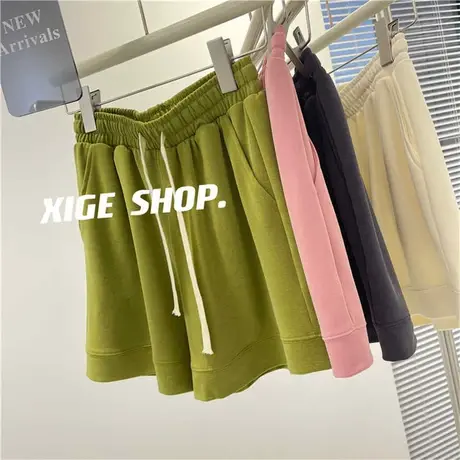 铜氨丝休闲运动短裤女夏季薄款高腰垂感显瘦凉凉宽松阔腿热裤外穿商品大图