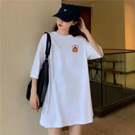 日系短袖T恤女夏季2023年新款设计感小众印花纯棉宽松半袖ins潮牌图片