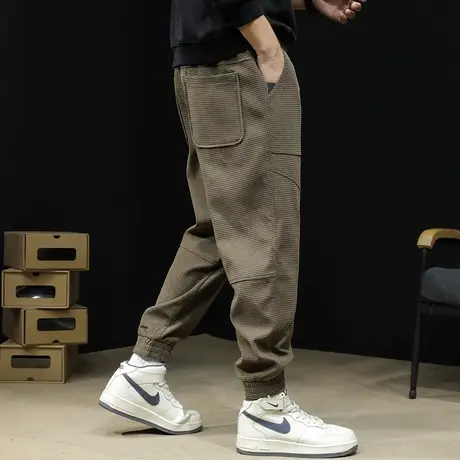 灯芯绒休闲裤男士春秋款潮牌大码春季2024新款运动裤子束脚男裤潮商品大图