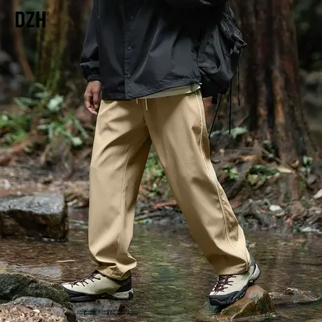 男士冲锋裤卡其色裤子男款休闲工装裤男2023新款美式伞兵裤阔腿裤商品大图