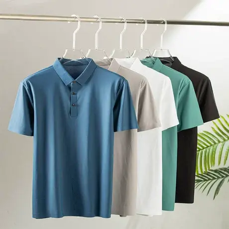Polo短袖T恤2023夏季新款凉感冰丝透气时尚上衣半截袖纯色体恤衫商品大图