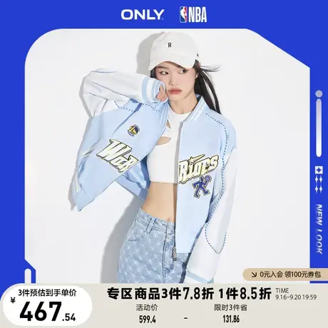 ONLY2023春夏新款NBA联名款拼色印花棒球服短款外套女商品大图