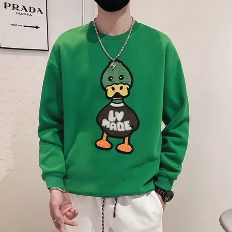 秋季男士学生卫衣外套上衣宽松潮牌套头长袖潮流休闲圆领卡通体恤商品大图