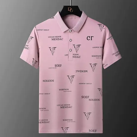 港士博2022夏季新款韩版短袖polo衫男印花翻领T恤潮型男保罗衫ins商品大图