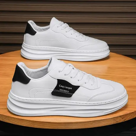 男鞋春秋季潮流百搭小白鞋男款厚底跑步防滑板鞋休闲运动2024新款商品大图