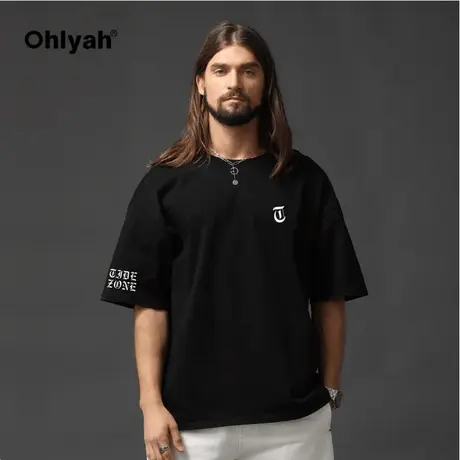 Ohlyah潮牌基础款LOGO短袖T恤简约印花百搭休闲男女情侣装打底衫图片