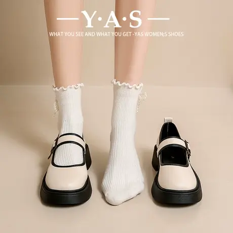 法式复古玛丽珍松糕单鞋女鞋子2024年新款春季温柔晚风厚底高跟鞋图片