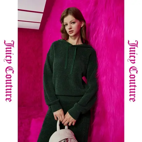 Juicy Couture橘滋秋女女装年新款无忧草刺绣连帽女式针织衫商品大图