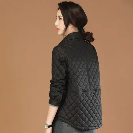 韩潮袭人法式polo领轻薄棉衣棉服女2023冬季新款棉袄黑色短外套图片