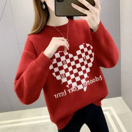 红色毛衣新款2022爆款时尚洋气虎年本命年衣服冬季毛衣女秋冬加厚商品大图