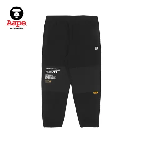 Aape旗舰店男装秋冬字母印花刺绣拼接绒面休闲长裤6935XXJ商品大图
