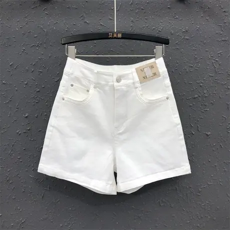 韩版潮流简约百搭高腰牛仔短裤女2023夏季新款宽松显瘦阔腿裤热裤图片