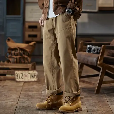 潮流裤子男款多口袋束脚工装裤男士上档次裤子百搭登山耐磨工装裤商品大图