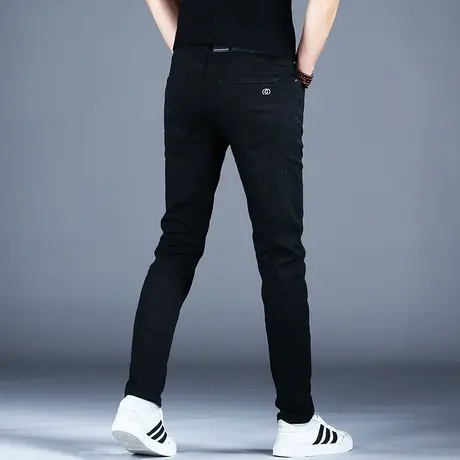 纯黑色潮牌秋季牛仔裤男款修身小脚裤子2023新款休闲男裤高端百搭商品大图