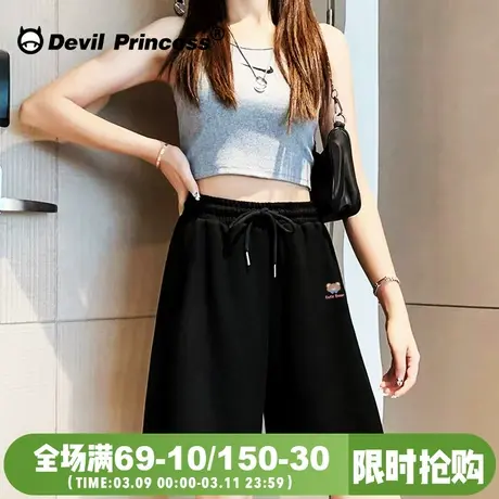 2025夏季新款chic学院风百搭黑色阔腿短裤女宽松直筒显瘦五分裤潮商品大图