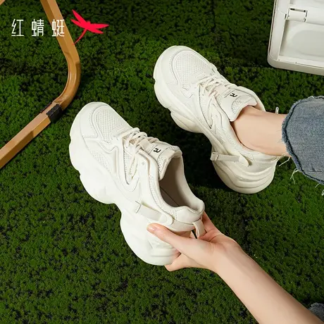 红蜻蜓厚底老爹鞋女款2023新款女鞋软底黑色鞋子女春秋休闲运动鞋图片