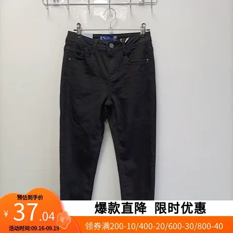 【断码XS】艾格百搭显瘦时髦前卫活泼精神牛仔裤黑色Y1164商品大图