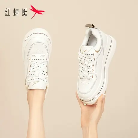 红蜻蜓厚底内增高小白鞋女2023夏季新款松糕鞋低帮高级感板鞋夏款图片