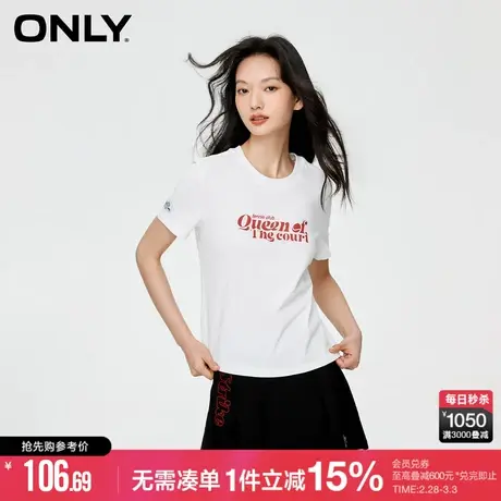 ONLY秋季简约基础百搭字母胶印短袖圆领T恤女|123201124商品大图