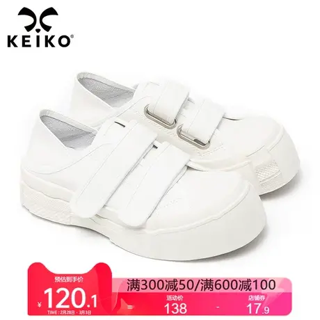 KEIKO 百搭魔术贴休闲小白鞋女2023新款超纤皮松糕厚底大头鞋板鞋图片