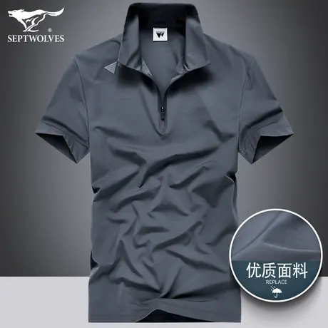 七匹狼狼族部落夏季短袖t恤翻领Polo衫男士冰丝体恤有领上衣服男图片