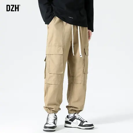 男士美式多口袋工装裤男潮牌束脚秋季休闲裤2023年新款卡其色裤子商品大图