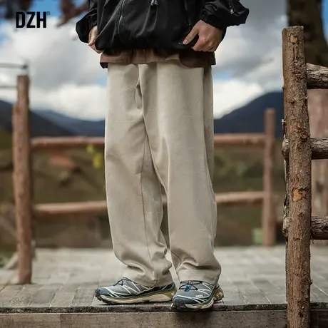 男士卡其色工装裤潮牌男日系慵懒裤男款裤子休闲百搭男裤直筒长裤商品大图