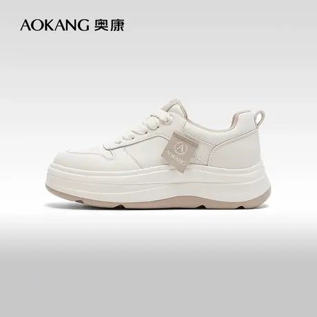 奥康女鞋 春季新款软萌面包鞋舒适轻质厚底休闲板鞋门店发货商品大图